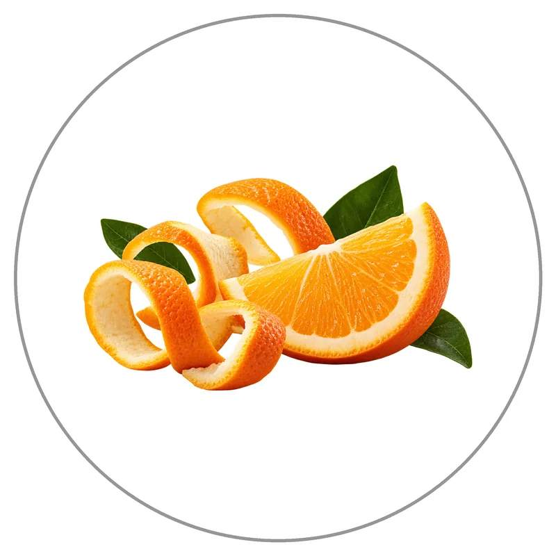 Juicy Orange Wedge and Peel Curls