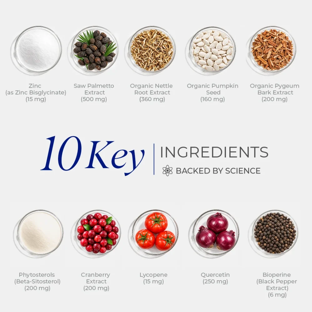 10 key ingredients in PROSTATHIN prostate health supplement